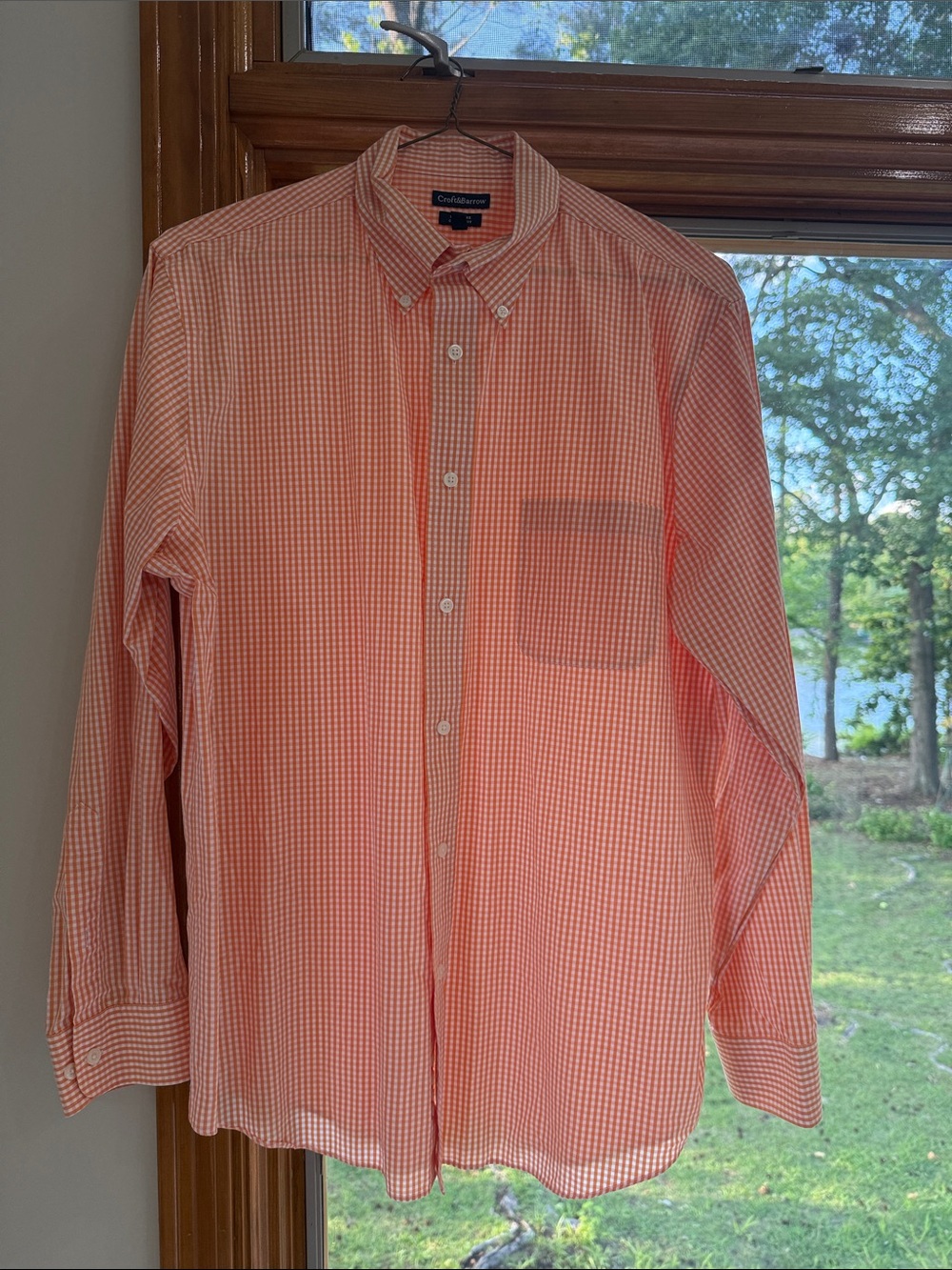 croft & barrow Orange Gingham Button-Down Shirt